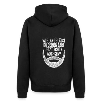 Wie Lange Lässt Man Seinen Bart Wachsen? - Unisex Premium Bio Zip Hoodie - Schwarz - Hinten - Nico (187cm)