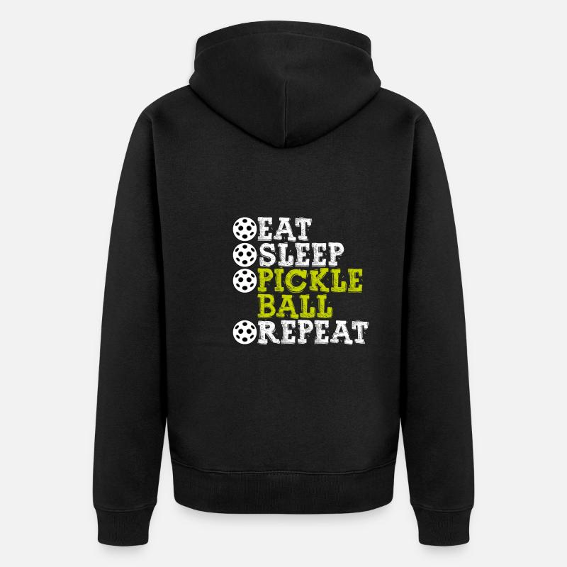 Nourriture Sommeil Pickleball Répétition - Veste à capuche bio Premium Unisexe - noir