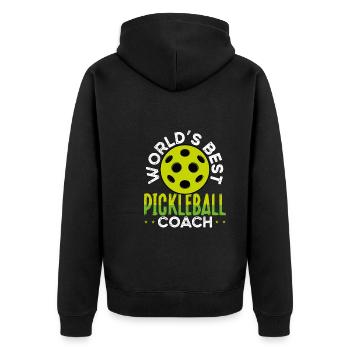 The best pickleball trainer in the world - Unisex Premium Organic Zip Hoodie - black - Back - Nico (187cm)