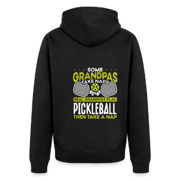 De vrais grands-pères jouent au pickleball - Veste à capuche bio Premium Unisexe - noir - Dos - Nico (187cm)