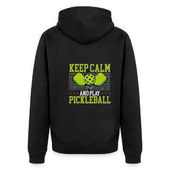 Restez calme et jouez au pickleball - Veste à capuche bio Premium Unisexe - noir - Dos - Nico (187cm)