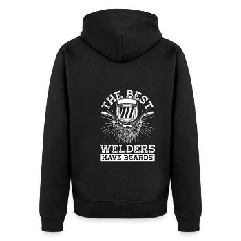 Schweißer Haben Bärte - Unisex Premium Bio Zip Hoodie - Schwarz - Hinten - Nico (187cm)