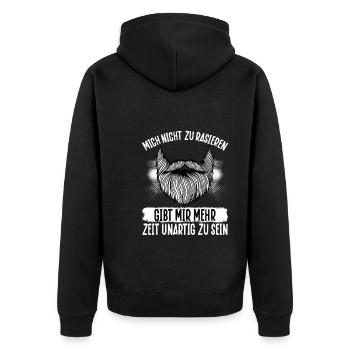 Nicht Rasieren, Gib Mir Mehr Zeit - Unisex Premium Bio Zip Hoodie - Schwarz - Hinten - Nico (187cm)