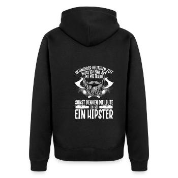 Ich Bin Kein Hipster - Unisex Premium Bio Zip Hoodie - Schwarz - Hinten - Nico (187cm)