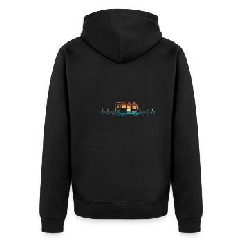 Camper Frequenz - Unisex Premium Bio Zip Hoodie - Schwarz - Hinten - Nico (187cm)