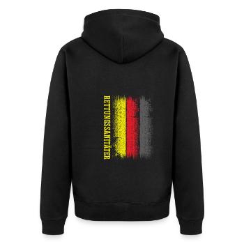 Deutscher Rettungssanitäter - Unisex Premium Bio Zip Hoodie - Schwarz - Hinten - Nico (187cm)