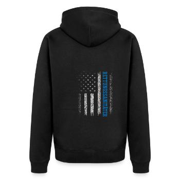 Deutscher Rettungssanitäter - Unisex Premium Bio Zip Hoodie - Schwarz - Hinten - Nico (187cm)