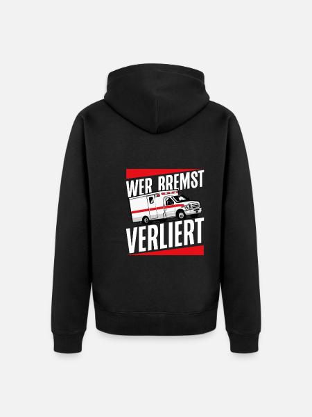Wer Bremst Verliert - Unisex Premium Bio Zip Hoodie - Schwarz
