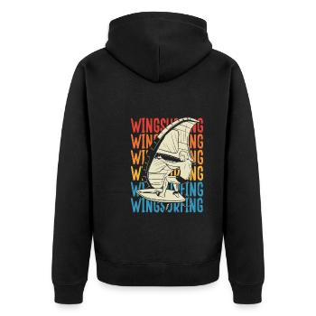 Écriture colorée de l’homme wingsurfing - Veste à capuche bio Premium Unisexe - noir - Dos - Nico (187cm)