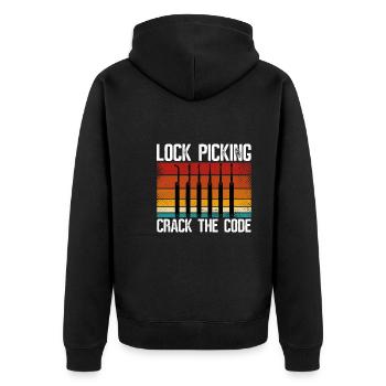 Lockpicking Knackt Den Code - Unisex Premium Bio Zip Hoodie - Schwarz - Hinten - Nico (187cm)