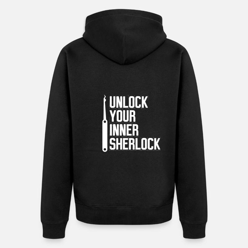 Déverrouillez votre Sherlock intérieur - Veste à capuche bio Premium Unisexe - noir