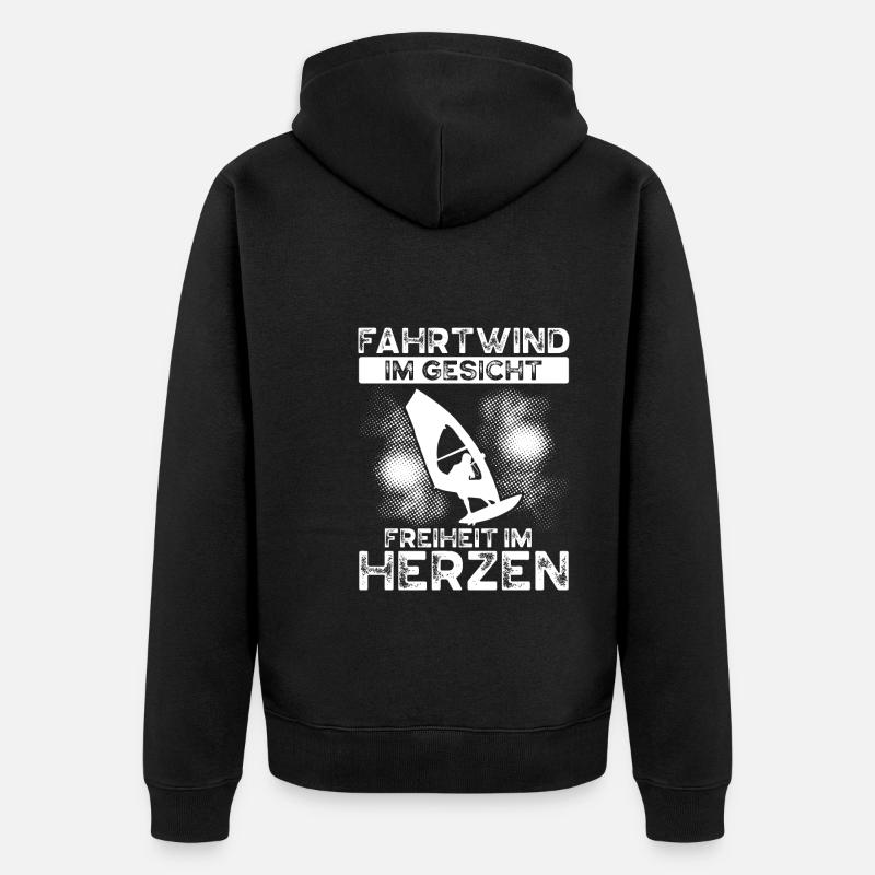Luftstrom Im Gesicht - Unisex Premium Bio Zip Hoodie - Schwarz