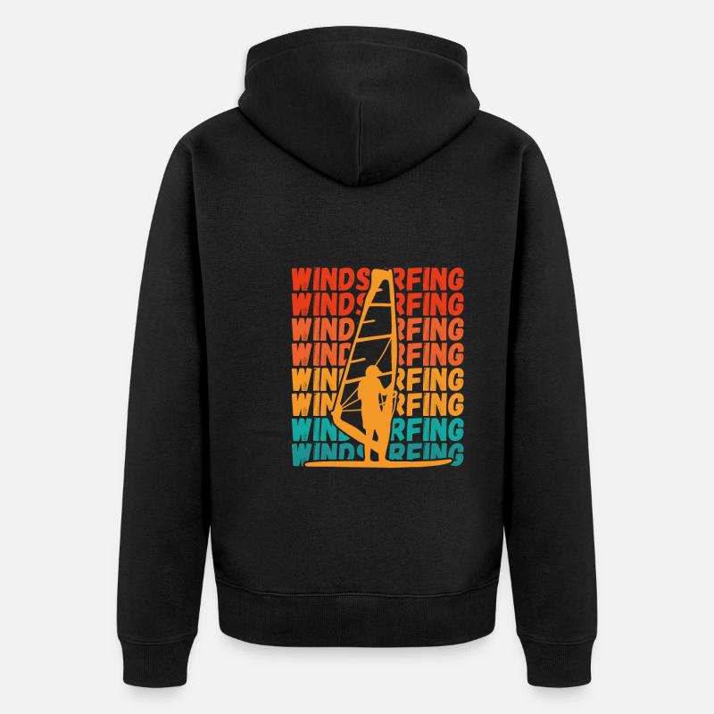 Windsurfer Auf Surfbrett - Unisex Premium Bio Zip Hoodie - Schwarz