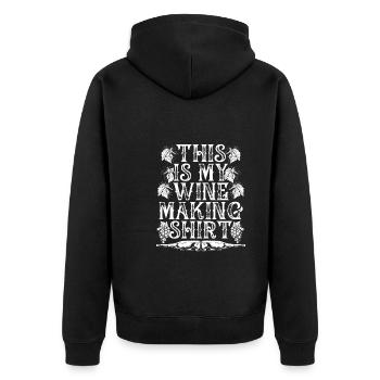 Das ist mein Hemd für die Weinherstellun - Unisex Premium Bio Zip Hoodie - Schwarz - Hinten - Nico (187cm)
