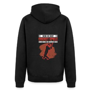 Wenn Ich Nicht Spiele, Denke Ich An - Unisex Premium Bio Zip Hoodie - Schwarz - Hinten - Nico (187cm)