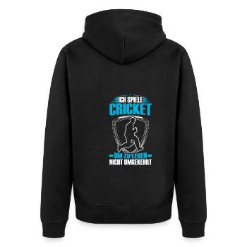 Ich Spiele Cricket, Um Zu Leben - Unisex Premium Bio Zip Hoodie - Schwarz - Hinten - Nico (187cm)