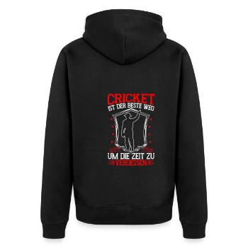 Cricket Ist Der Beste Weg, Um Zu - Unisex Premium Bio Zip Hoodie - Schwarz - Hinten - Nico (187cm)
