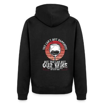 Glück Kann Man Nicht Kaufen Außer Wein - Unisex Premium Bio Zip Hoodie - Schwarz - Hinten - Nico (187cm)