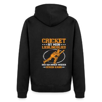 Cricket Ist Wie Ein Lieblingslied - Unisex Premium Bio Zip Hoodie - Schwarz - Hinten - Nico (187cm)