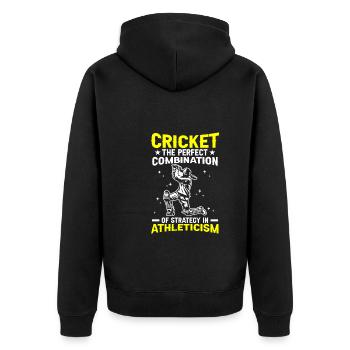 Cricket Die Perfekte Kombination - Unisex Premium Bio Zip Hoodie - Schwarz - Hinten - Nico (187cm)