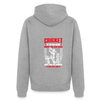 Le cricket est le seul jeu - Veste à capuche bio Premium Unisexe - gris chiné - Dos - Nico (187cm)