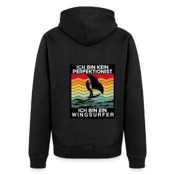 Ich Bin Ein Wingsurfer - Unisex Premium Bio Zip Hoodie - Schwarz - Hinten - Nico (187cm)