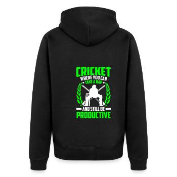 Cricket, Wo Sie Ein Nickerchen Machen - Unisex Premium Bio Zip Hoodie - Schwarz - Hinten - Nico (187cm)