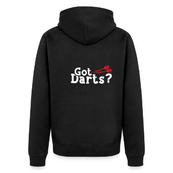 Play darts - Unisex Premium Organic Zip Hoodie - black - Back - Nico (187cm)