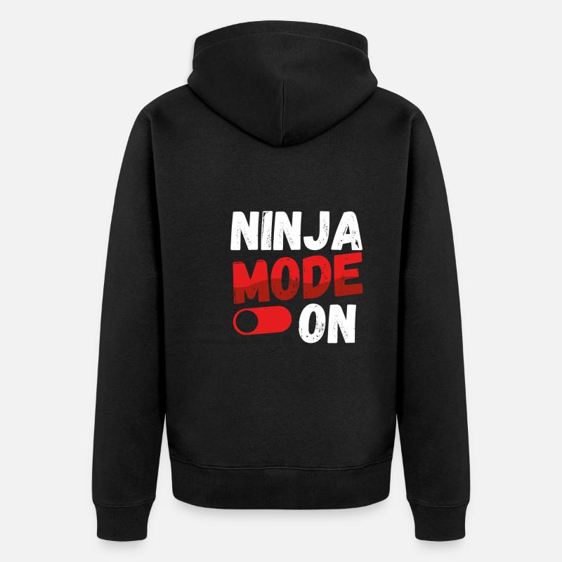 Ninja modus An - Unisex Premium Bio Zip Hoodie - Schwarz