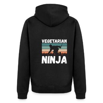 Ninja Végétarien Vintage - Veste à capuche bio Premium Unisexe - noir - Dos - Nico (187cm)