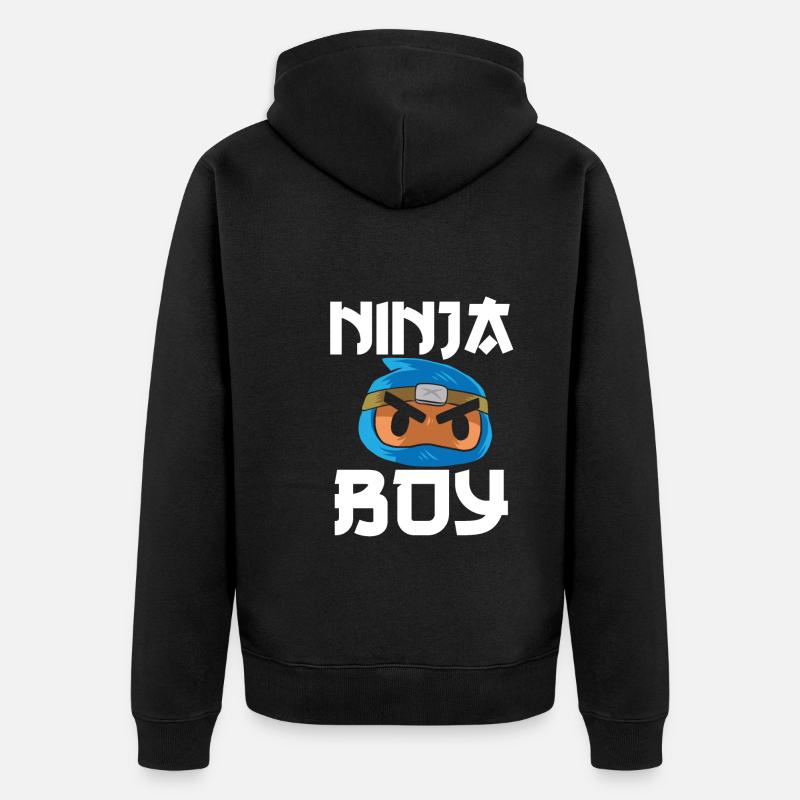 Mignon garçon ninja bleu - Veste à capuche bio Premium Unisexe - noir