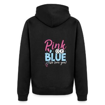Rose ou bleu, on t’aime - Veste à capuche bio Premium Unisexe - noir - Dos - Nico (187cm)