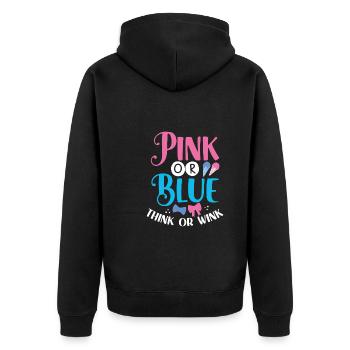 Rosa Oder Blau Denken Oder Zwinkern - Unisex Premium Bio Zip Hoodie - Schwarz - Hinten - Nico (187cm)