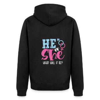 Lui ou elle, qu’est-ce que ce sera? - Veste à capuche bio Premium Unisexe - noir - Dos - Nico (187cm)