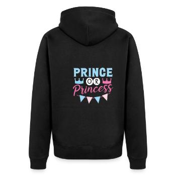 Prince or Princess - Unisex Premium Organic Zip Hoodie - black - Back - Nico (187cm)