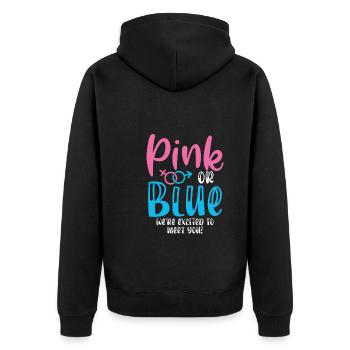 Pink Oder Blau Waren Aufgeregt, Um Dich - Unisex Premium Bio Zip Hoodie - Schwarz - Hinten - Nico (187cm)