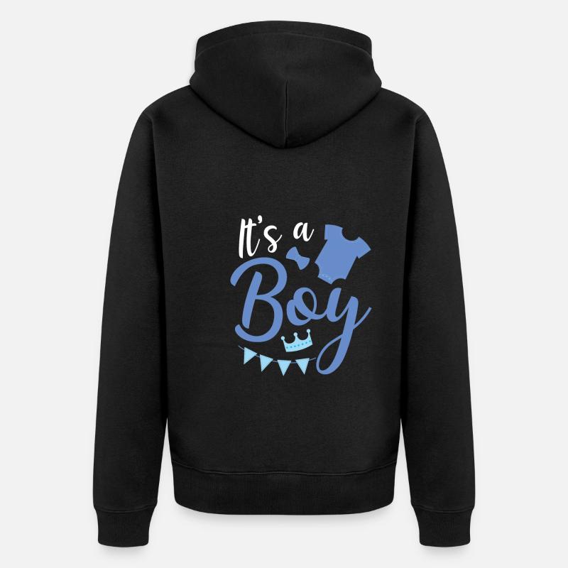 Es Ist Ein Junge - Unisex Premium Bio Zip Hoodie - Schwarz