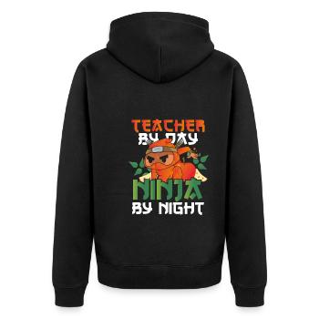 Teacher ninja at night - Unisex Premium Organic Zip Hoodie - black - Back - Nico (187cm)