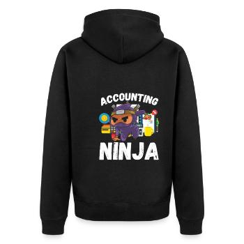 Accounting Ninja - Unisex Premium Organic Zip Hoodie - black - Back - Nico (187cm)