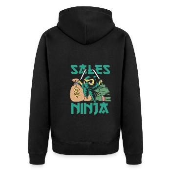 Money Selling Ninja - Unisex Premium Organic Zip Hoodie - black - Back - Nico (187cm)