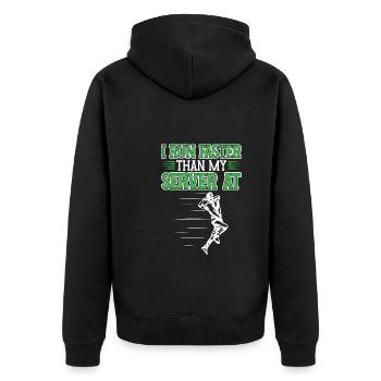 I run faster on the cricket field - Unisex Premium Organic Zip Hoodie - black - Back - Nico (187cm)