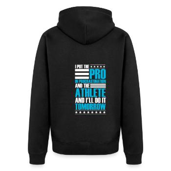 Ich Werde Den Athleten Morgen Machen - Unisex Premium Bio Zip Hoodie - Schwarz - Hinten - Nico (187cm)