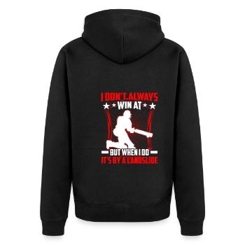 Ich Gewinne Mit Einem Erdrutsch - Unisex Premium Bio Zip Hoodie - Schwarz - Hinten - Nico (187cm)