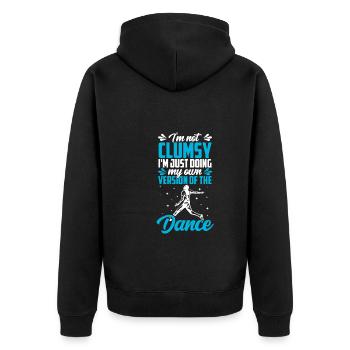 Ich Bin Nicht Tollpatschig, Ich Bin Ein - Unisex Premium Bio Zip Hoodie - Schwarz - Hinten - Nico (187cm)