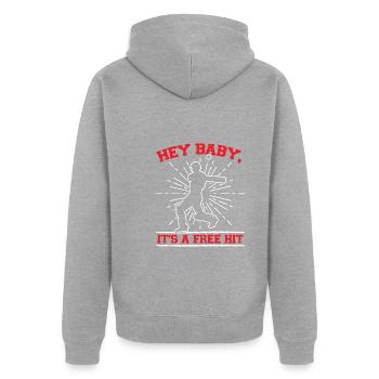 Es Ist Ein Gratis-hit Im Cricket-spiel - Unisex Premium Bio Zip Hoodie - Grau meliert - Hinten - Nico (187cm)