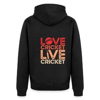 J’adore le cricket en direct - Veste à capuche bio Premium Unisexe - noir - Dos - Nico (187cm)