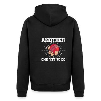 Noch Einer Steht Noch Aus - Unisex Premium Bio Zip Hoodie - Schwarz - Hinten - Nico (187cm)