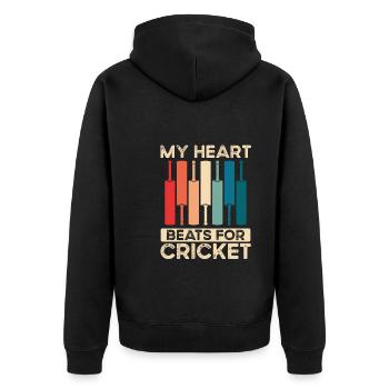 Mon cœur bat pour le cricket - Veste à capuche bio Premium Unisexe - noir - Dos - Nico (187cm)