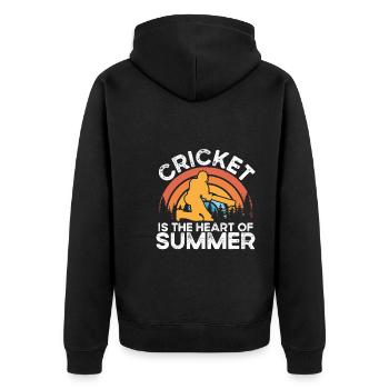 Cricket is the heart of summer - Unisex Premium Organic Zip Hoodie - black - Back - Nico (187cm)