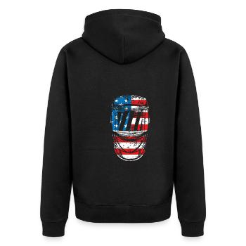 Welding Helmet Patriotic Usa - Unisex Premium Organic Zip Hoodie - black - Back - Nico (187cm)